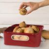 Plexon Red Bread Box for Kitchen Countertop with Lid and Clear Window, Metal Bread Storage Container7