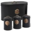 Plexon Bread Box for Kitchen Countertop with Coffee Sugar Tea Kitchen Storage Containers, Bread Box and Canisters Set for the Kitchen with Lid, Black1