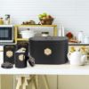 Plexon Bread Box for Kitchen Countertop with Coffee Sugar Tea Kitchen Storage Containers, Bread Box and Canisters Set for the Kitchen with Lid, Black6