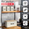 Plexon Bread Box for Kitchen Countertop with 3 Coffee Tea Sugar Canisters, Metal 4-Piece Bread Box Set with Bamboo Cutting Board Lid, Beige3