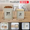 Plexon Pet Food Storage Containers, Dog Food Storage Container with Spoon and Wood Lids, Set of 2 Pet Food Container, Beige2