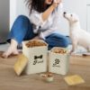 Plexon Pet Food Storage Containers, Dog Food Storage Container with Spoon and Wood Lids, Set of 2 Pet Food Container, Beige5
