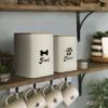 Plexon Pet Food Storage Containers, Dog Food Storage Container with Spoon and Wood Lids, Set of 2 Pet Food Container, Beige6