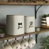 Plexon Pet Food Storage Containers, Dog Food Storage Container with Spoon and Wood Lids, Set of 2 Pet Food Container, Beige6