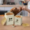 Plexon Pet Food Storage Containers, Dog Food Storage Container with Spoon and Wood Lids, Set of 2 Pet Food Container, Beige7