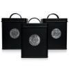 Plexon Canisters Sets for the Kitchen, Kitchen Canisters for Countertop Set of 3, Canister Sets with Lids and Copper Labels, Black1