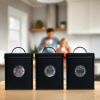 Plexon Canisters Sets for the Kitchen, Kitchen Canisters for Countertop Set of 3, Canister Sets with Lids and Copper Labels, Black9