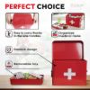 Plexon First Aid Kit, First Aid Supplies Bin, 8.5" Metal Medicine Storage Box with Lid, First Aid Kit Box Organizer, Red3