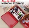 Plexon First Aid Kit, First Aid Supplies Bin, 8.5" Metal Medicine Storage Box with Lid, First Aid Kit Box Organizer, Red4