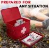 Plexon First Aid Kit, First Aid Supplies Bin, 8.5" Metal Medicine Storage Box with Lid, First Aid Kit Box Organizer, Red5