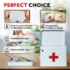 Plexon First Aid Kit, First Aid Supplies Bin, 8.5" Metal Medicine Storage Box with Lid, First Aid Kit Box Organizer, White3