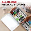 Plexon First Aid Kit, First Aid Supplies Bin, 8.5" Metal Medicine Storage Box with Lid, First Aid Kit Box Organizer, White4
