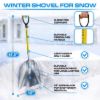 Plexon Metal Scoop Shovel 12" Blade - Aluminium Steel Snow Shovel for Driveway - Heavy Duty Snow Shovel for Car - Fiberglass Handle & Plastic D-Grip - Outdoor Garden Yard, 48" Length2