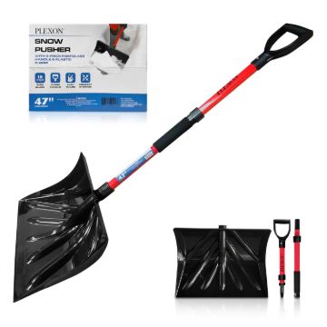 PLEXON Snow Shovel for Driveway, Snow Shovel for Car, Lightweight for Snow Removal, Home Garage, 47" Ergonomic, Plastic with D-Grip Handle1
