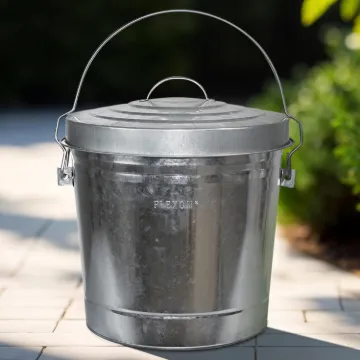 Plexon Galvanized Steel Locking Lid Trash Can, 6-Gallon1