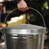 Plexon Silver 10 Gallon Trash Can with Lid Galvanized Steel Stylish Metal Trash Bin Outdoor for Kitchen, Patio, and Camping6