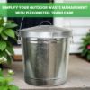 Plexon Silver 10 Gallon Trash Can with Lid Galvanized Steel Stylish Metal Trash Bin Outdoor for Kitchen, Patio, and Camping7