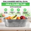 Plexon Small Galvanized Tub with Handles, 12 inch Oval Planter Tub for Decor Wedding, Multiuse Metal Tub Champagne Bucket for Beer Bottles Wine Tub for Parties, 0.7 Gall, Set of 62