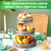 Plexon 3 Tiered Tray Stand, Metal Tiered Serving Tray, Round Seafood Tower, Centerpiece Three Tiered Serving Stand, Galvanized Steel Trays, Silver with Copper Trim Farmhouse 3 Tier Stand for Fruit6