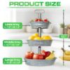 Plexon 3 Tiered Tray Stand, Metal Tiered Serving Tray with Slanted Sides, Round Seafood Tower, Centerpiece Three Tiered Serving Stand, Galvanized Steel Trays, Silver Farmhouse 3 Tier Stand for Fruit2
