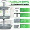Plexon 3 Tiered Tray Stand, Metal Tiered Serving Tray with Slanted Sides, Round Seafood Tower, Centerpiece Three Tiered Serving Stand, Galvanized Steel Trays, Silver Farmhouse 3 Tier Stand for Fruit4