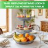 Plexon 3 Tiered Tray Stand, Metal Tiered Serving Tray with Slanted Sides, Round Seafood Tower, Centerpiece Three Tiered Serving Stand, Galvanized Steel Trays, Silver Farmhouse 3 Tier Stand for Fruit6