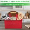 Plexon Red Metal Caddy, Table Utensil Caddy with Handle, Galvanized Steel Utensil Holder for Party, Metal Flatware Caddy Large Silverware Organizer Countertop for Kitchen Garden Patio Bathroom5