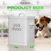 Plexon Dog Food Storage Container with Scoop, Metal Dog Food Container Holder Treat Bin with Lid Small Pet Chow Storage Canister Tin 1.5 Gallon, 7 lbs, White5