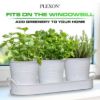 Plexon Herb Planter Indoor Garden Set of 3 with Tray, Metal Herb Pots for Indoor Plants, Round Kitchen Garden Kit Ideal for Windowsill Planter or Countertop, White Powder Coated6