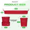 Plexon Herb Planter Indoor Garden Set of 3 with Tray, Metal Herb Pots for Indoor Plants, Round Kitchen Garden Kit Ideal for Windowsill Planter or Countertop, Red Powder Coated2
