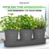 Plexon Herb Planter Indoor Garden Set of 3 with Tray, Metal Herb Pots for Indoor Plants, Round Kitchen Garden Kit Ideal for Windowsill Planter or Countertop, Gray Powder Coated6
