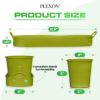 Plexon Herb Planter Indoor Garden Set of 3 with Tray, Metal Herb Pots for Indoor Plants, Round Kitchen Garden Kit Ideal for Windowsill Planter or Countertop, Green Powder Coated2