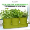 Plexon Herb Planter Indoor Garden Set of 3 with Tray, Metal Herb Pots for Indoor Plants, Round Kitchen Garden Kit Ideal for Windowsill Planter or Countertop, Green Powder Coated6
