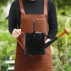 Plexon 1 Gallon Metal Watering Can Outdoor, Flower Plant Gardening Garden Large Watering Can Pot Pitcher, Steel Orange Handles and Removable Spray Spout, Black7