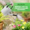Plexon 1 Gallon Metal Watering Can Outdoor, Flower Plant Gardening Garden Large Watering Can Pot, Black Galvanized Steel Handles and Removable Spray Spout, White3