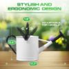 Plexon 1 Gallon Metal Watering Can Outdoor, Flower Plant Gardening Garden Large Watering Can Pot, Black Galvanized Steel Handles and Removable Spray Spout, White4