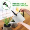 Plexon 1 Gallon Metal Watering Can Outdoor, Flower Plant Gardening Garden Large Watering Can Pot, Black Galvanized Steel Handles and Removable Spray Spout, White7