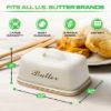 Plexon Off-white Butter Dish with Handle, Covered Butter Dish, Metal Airtight with Lid and Handle, Cute Counter Butter Keeper, Galvanized Steel Butter Counter Holder, Bamboo Butter Tray with Lid2
