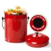 Plexon Countertop Compost Bin with Lid, Red 1.5 Gallon Odorless Kitchen Compost Container, Steel Food Compost Bucket for Kitchen with Charcoal Filter, Compost Pail for Kitchen Countertop1
