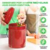 Plexon Countertop Compost Bin with Lid, Red 1.5 Gallon Odorless Kitchen Compost Container, Steel Food Compost Bucket for Kitchen with Charcoal Filter, Compost Pail for Kitchen Countertop3