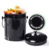 Plexon Countertop Compost Bin with Lid, Black 1.5 Gallon Odorless Kitchen Compost Container, Steel Food Compost Bucket for Kitchen with Charcoal Filter, Compost Pail for Kitchen Countertop1