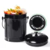 Plexon Countertop Compost Bin with Lid, Black 1.5 Gallon Odorless Kitchen Compost Container, Steel Food Compost Bucket for Kitchen with Charcoal Filter, Compost Pail for Kitchen Countertop1