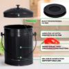 Plexon Countertop Compost Bin with Lid, Black 1.5 Gallon Odorless Kitchen Compost Container, Steel Food Compost Bucket for Kitchen with Charcoal Filter, Compost Pail for Kitchen Countertop4