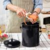 Plexon Countertop Compost Bin with Lid, Black 1.5 Gallon Odorless Kitchen Compost Container, Steel Food Compost Bucket for Kitchen with Charcoal Filter, Compost Pail for Kitchen Countertop6