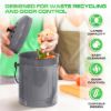 Plexon Countertop Compost Bin with Lid, Gray 1.5 Gallon Odorless Kitchen Compost Container, Steel Food Compost Bucket for Kitchen with Charcoal Filter, Compost Pail for Kitchen Countertop3