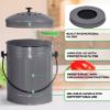 Plexon Countertop Compost Bin with Lid, Gray 1.5 Gallon Odorless Kitchen Compost Container, Steel Food Compost Bucket for Kitchen with Charcoal Filter, Compost Pail for Kitchen Countertop4
