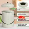 Plexon Countertop Compost Bin with Lid, Off-White 1.5 Gallon Odorless Kitchen Compost Container, Steel Food Compost Bucket for Kitchen with Charcoal Filter, Compost Pail for Kitchen Countertop2