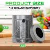 Plexon Countertop Compost Bin with Lid, Silver 1.5 Gallon Odorless Kitchen Compost Container, Steel Food Bucket Pail for Kitchen with Charcoal Filter, Silver2