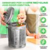 Plexon Countertop Compost Bin with Lid, Silver 1.5 Gallon Odorless Kitchen Compost Container, Steel Food Bucket Pail for Kitchen with Charcoal Filter, Silver3