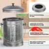 Plexon Countertop Compost Bin with Lid, Silver 1.5 Gallon Odorless Kitchen Compost Container, Steel Food Bucket Pail for Kitchen with Charcoal Filter, Silver4